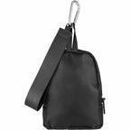 Mini Backpack Bag Charm with Two Zip Pockets Transfer - Black - Back
