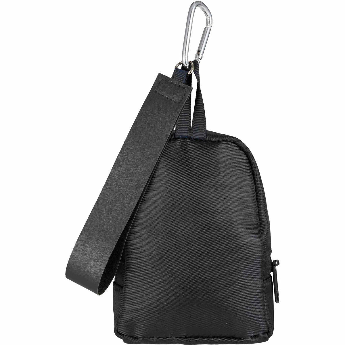 Mini Backpack Bag Charm with Two Zip Pockets Transfer - Black - Back
