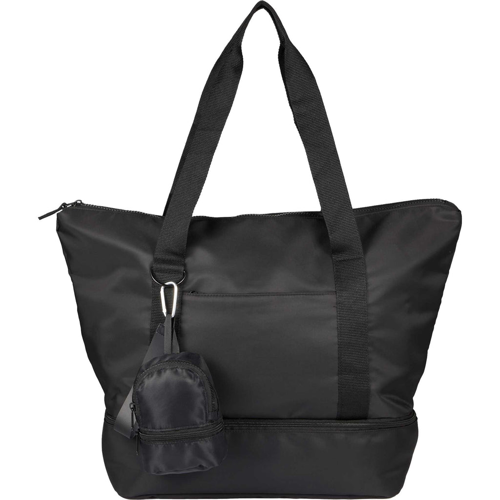 Mini Backpack Bag Charm with Two Zip Pockets Transfer - Black - Front Scale