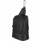 Mini Backpack Bag Charm with Two Zip Pockets Transfer - Black - Left Angle