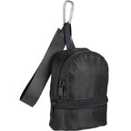 Mini Backpack Bag Charm with Two Zip Pockets Transfer - Black - Right Angle