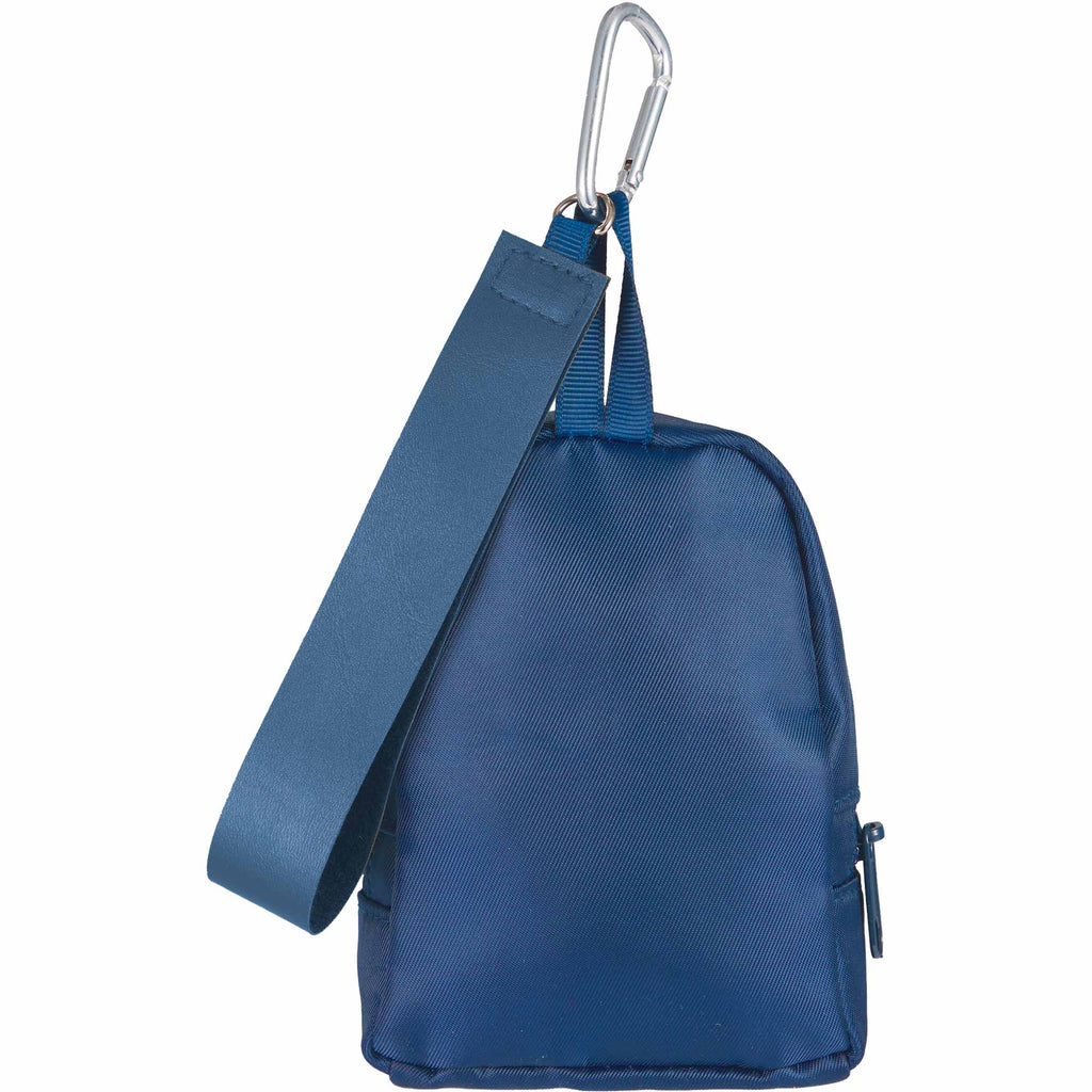Mini Backpack Bag Charm with Two Zip Pockets Transfer - Blue - Back