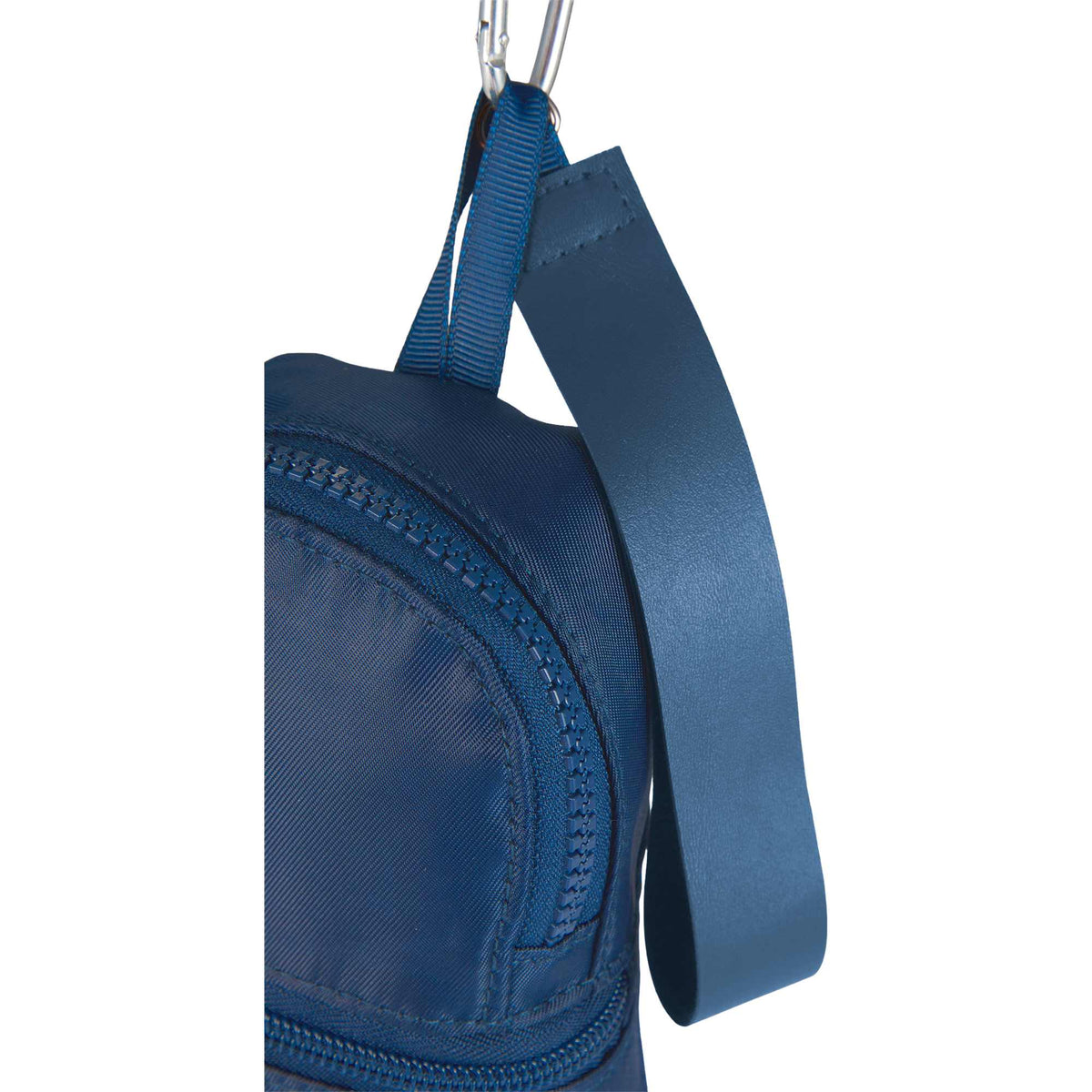 Mini Backpack Bag Charm with Two Zip Pockets Transfer - Blue - Detail Strap