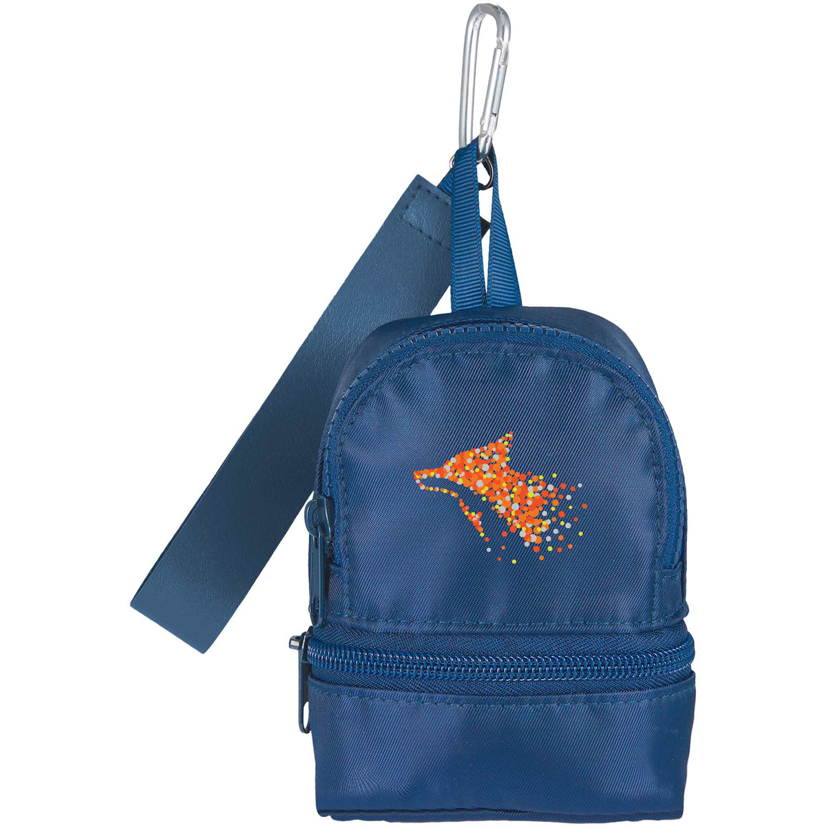 Mini Backpack Bag Charm with Two Zip Pockets Transfer - Blue - Front