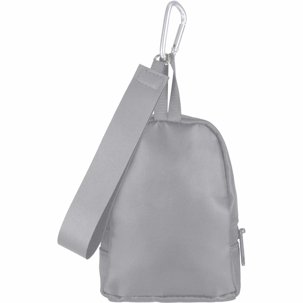 Mini Backpack Bag Charm with Two Zip Pockets Transfer - Gray - Back