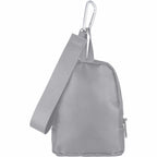 Mini Backpack Bag Charm with Two Zip Pockets Transfer - Gray - Back