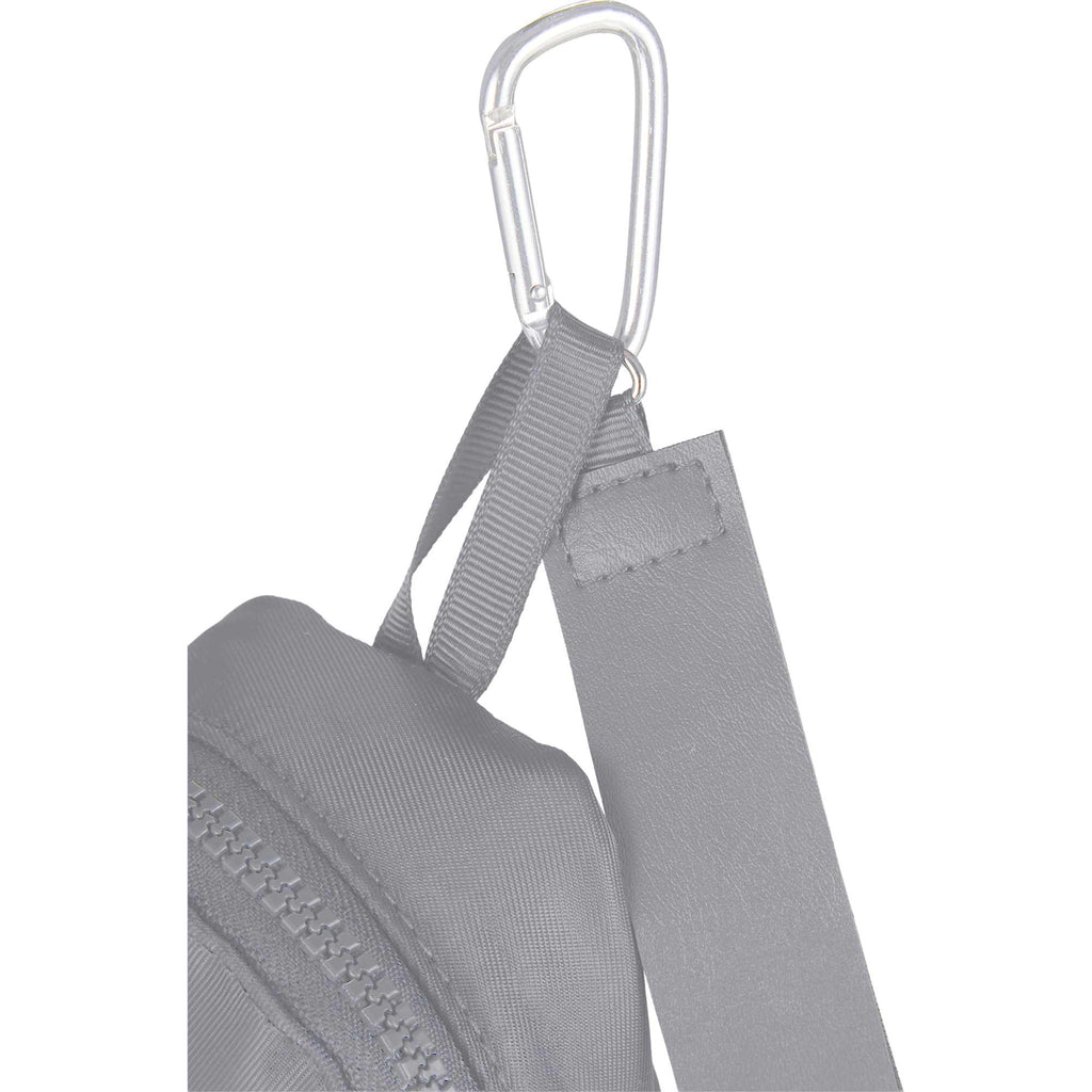 Mini Backpack Bag Charm with Two Zip Pockets Transfer - Gray - Carabiner