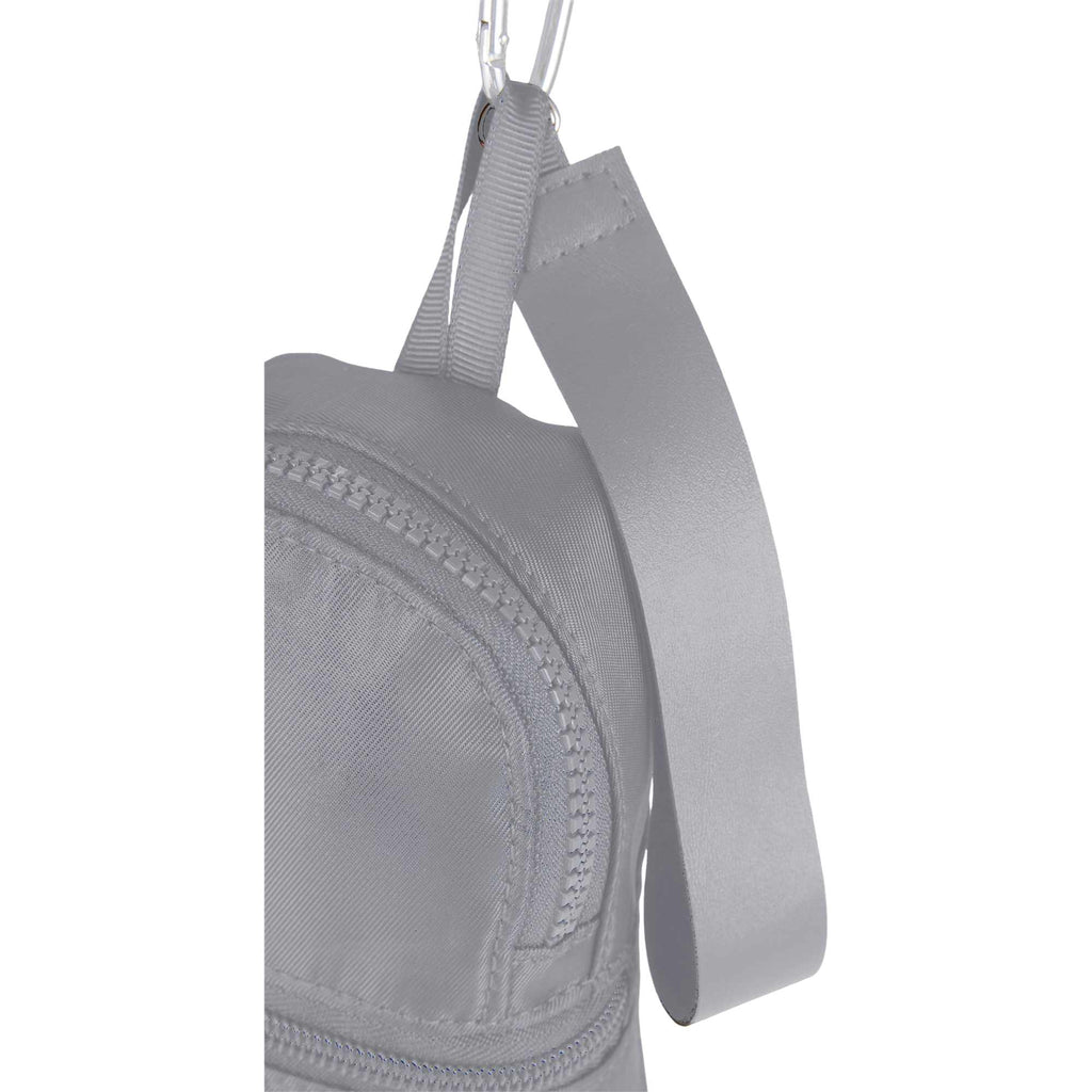 Mini Backpack Bag Charm with Two Zip Pockets Transfer - Gray - Detail Strap