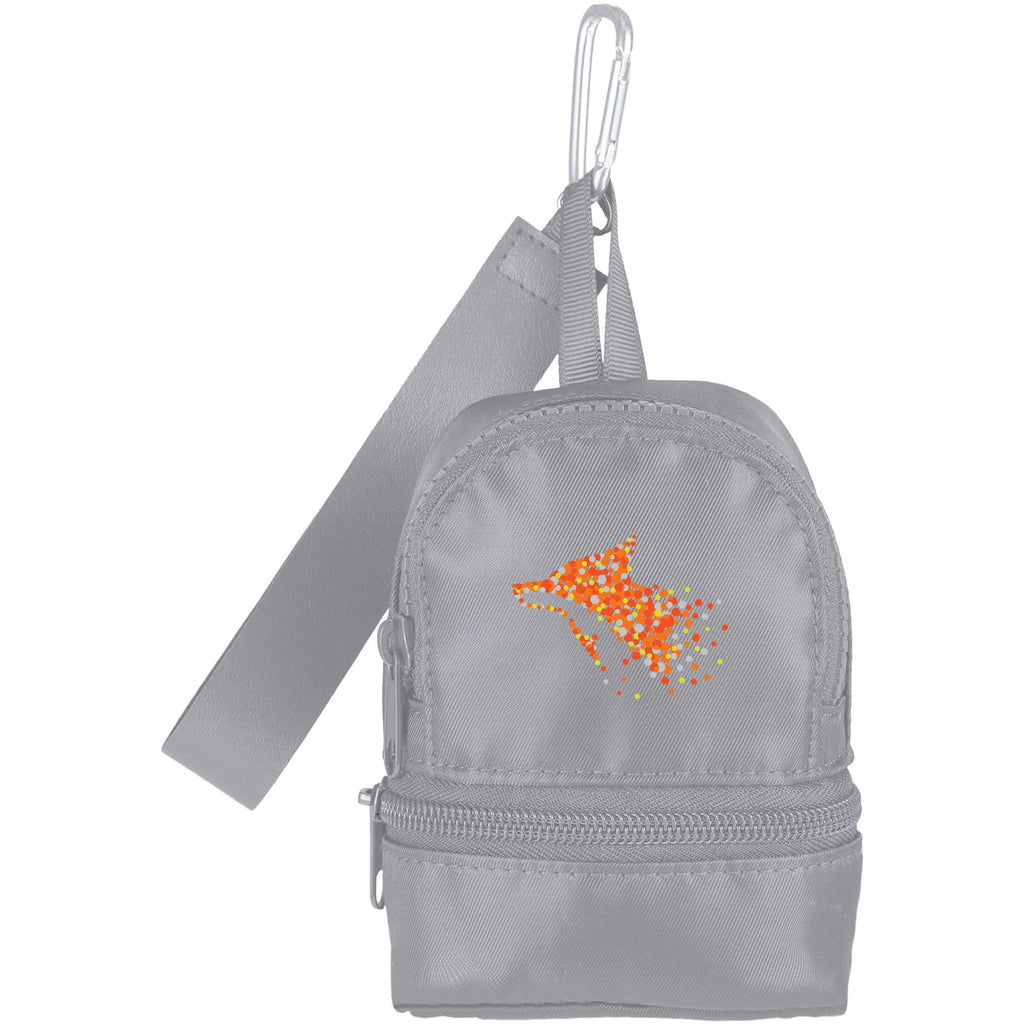 Mini Backpack Bag Charm with Two Zip Pockets Transfer - Gray - Front