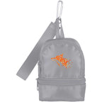 Mini Backpack Bag Charm with Two Zip Pockets Transfer - Gray - Front