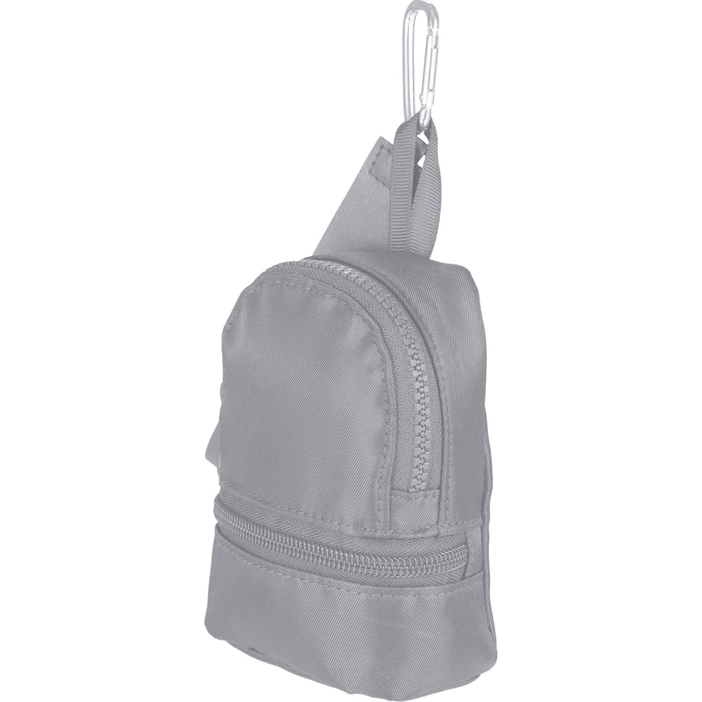 Mini Backpack Bag Charm with Two Zip Pockets Transfer - Gray - Left Angle