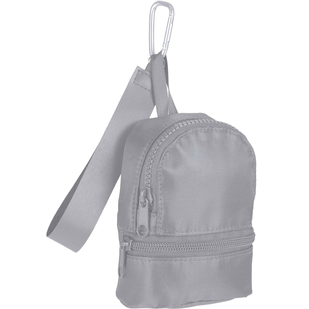 Mini Backpack Bag Charm with Two Zip Pockets Transfer - Gray - Right Angle