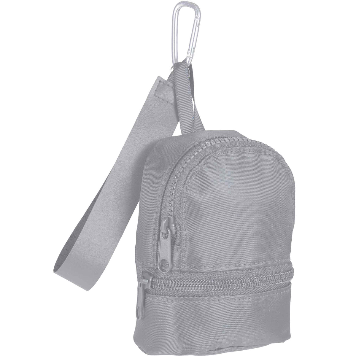 Mini Backpack Bag Charm with Two Zip Pockets Transfer - Gray - Right Angle