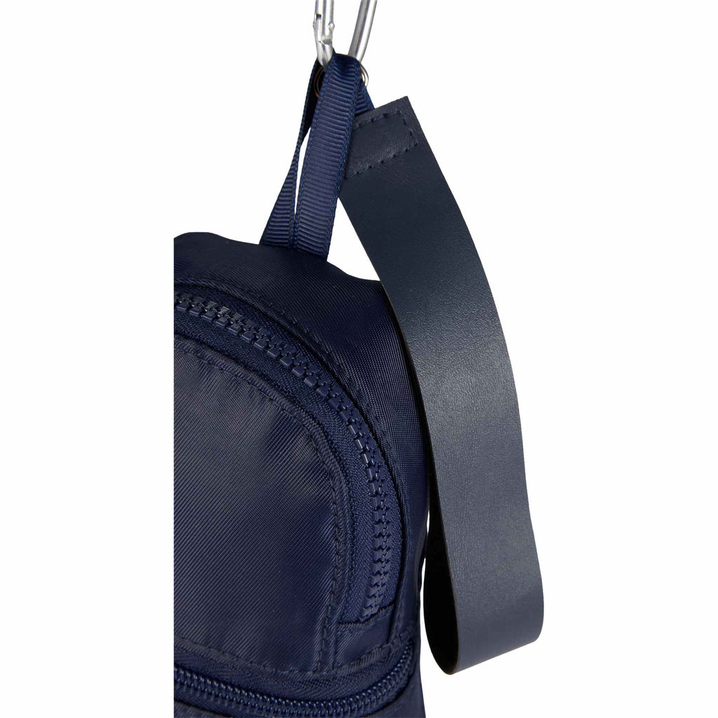 Mini Backpack Bag Charm with Two Zip Pockets Transfer - Navy - Detail Strap