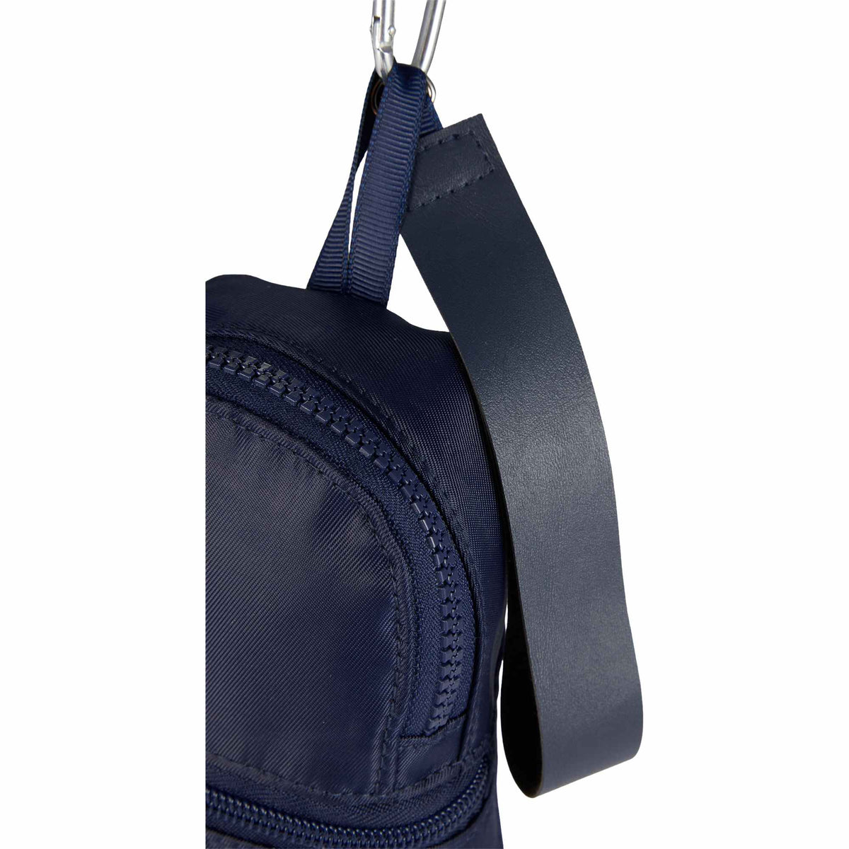 Mini Backpack Bag Charm with Two Zip Pockets Transfer - Navy - Detail Strap