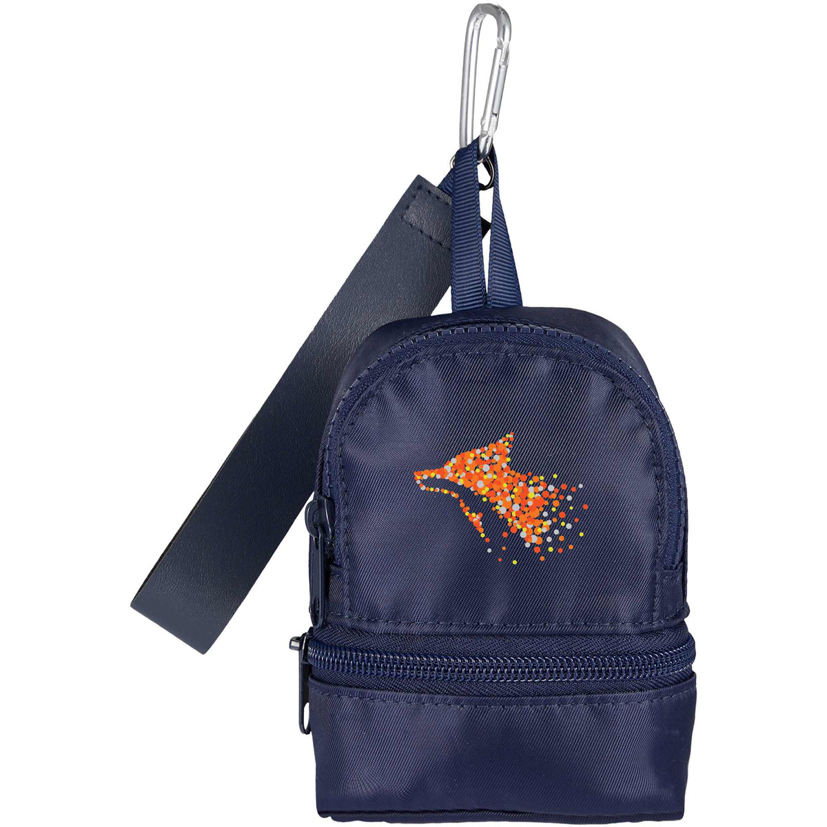 Mini Backpack Bag Charm with Two Zip Pockets Transfer - Navy - Front