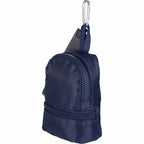 Mini Backpack Bag Charm with Two Zip Pockets Transfer - Navy - Left Angle