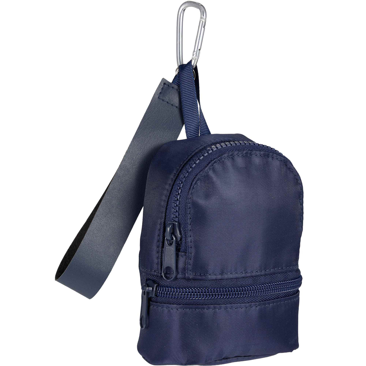 Mini Backpack Bag Charm with Two Zip Pockets Transfer - Navy - Right Angle