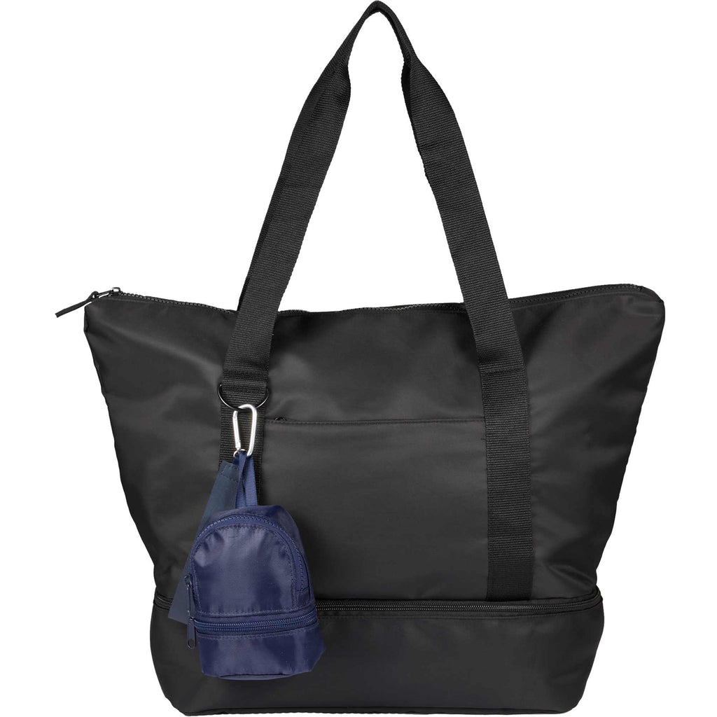 Mini Backpack Bag Charm with Two Zip Pockets Transfer - Navy - Scale