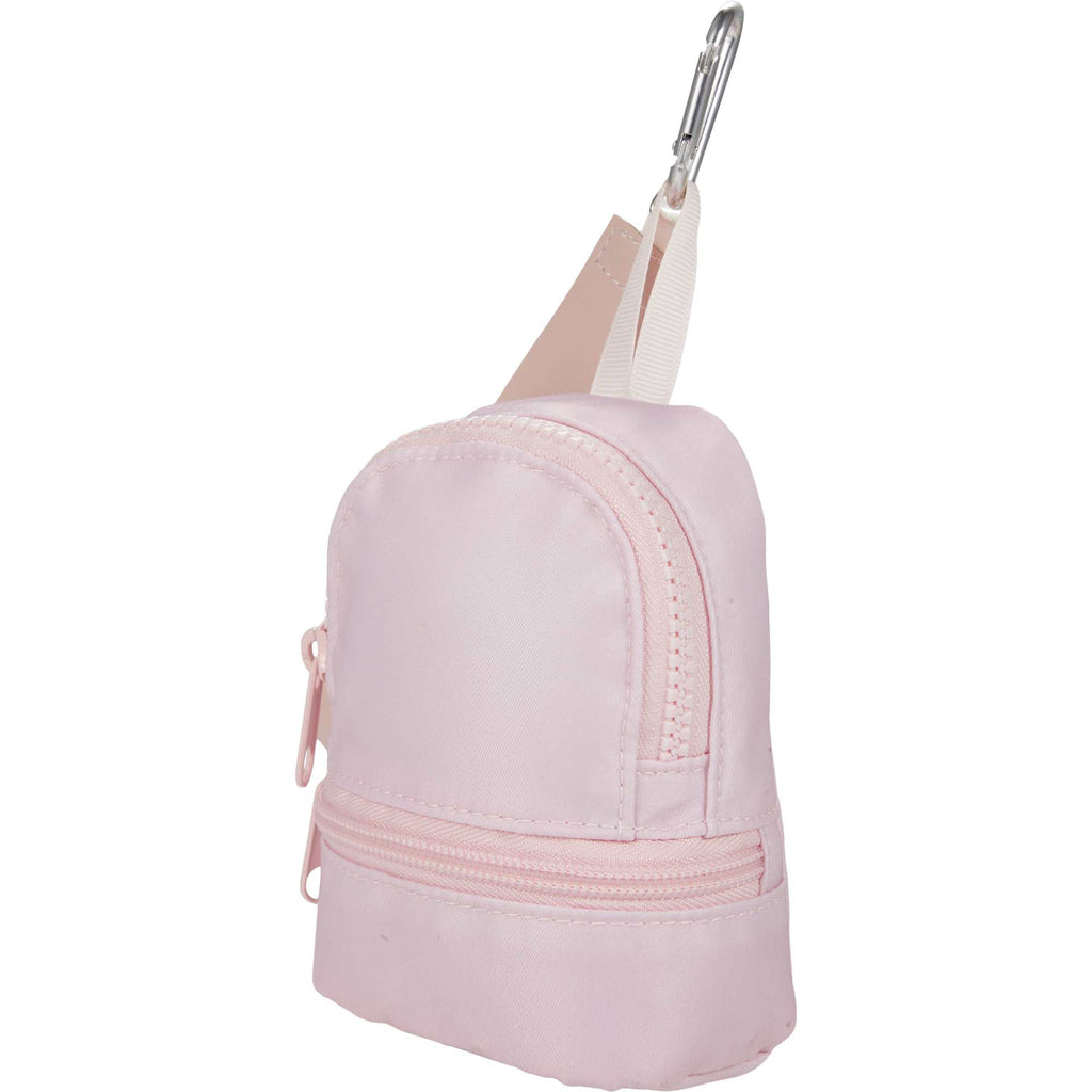 Mini Backpack Bag Charm with Two Zip Pockets Transfer - Pink - Left Angle