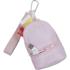 Mini Backpack Bag Charm with Two Zip Pockets Transfer - Pink - Propped