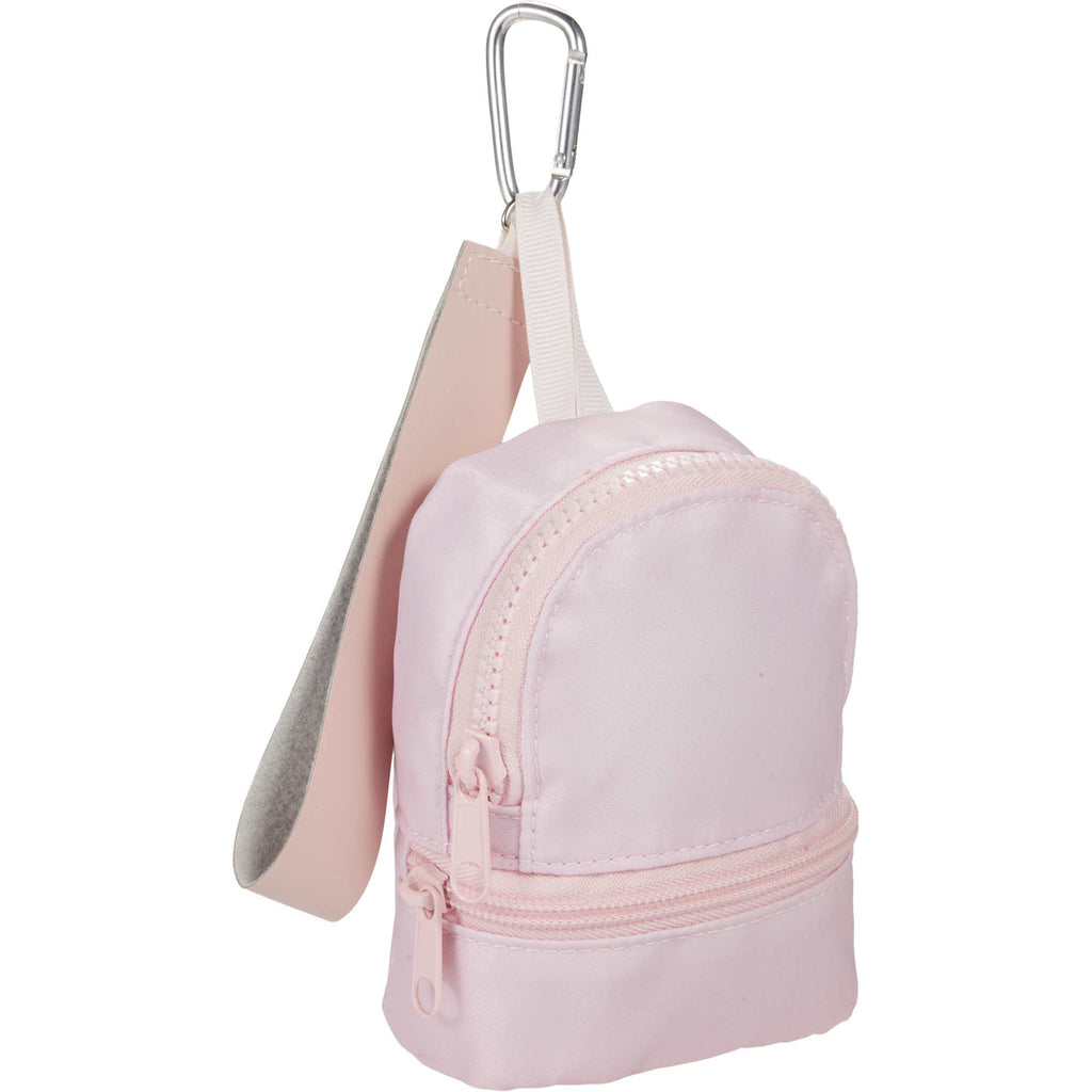 Mini Backpack Bag Charm with Two Zip Pockets Transfer - Pink - Right Angle