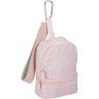 Mini Backpack Bag Charm with Two Zip Pockets Transfer - Pink - Right Angle