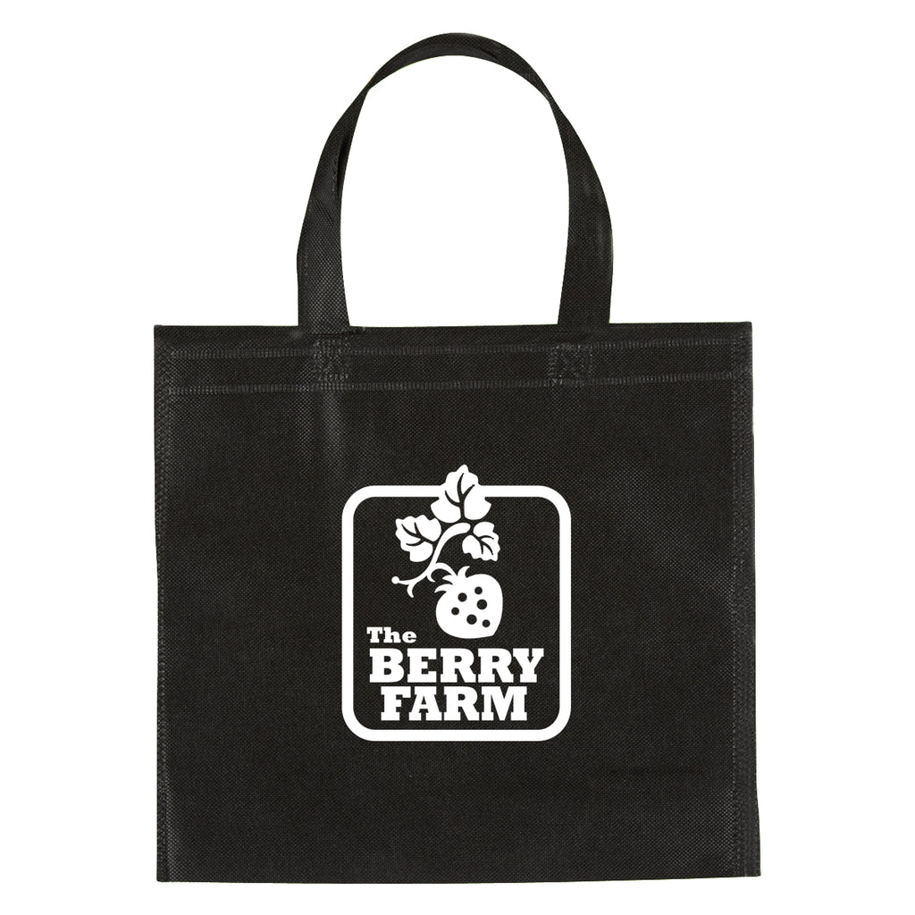 Mini Brochure Tote Bag, Non-Woven - Black - Silk Screen