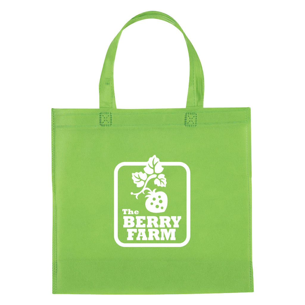 Mini Brochure Tote Bag, Non-Woven - Lime Green - Silk Screen