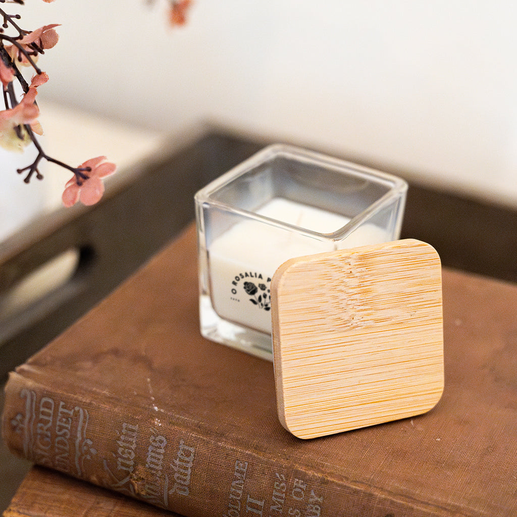 Mini Candle with a Bamboo Lid - Clear - Lifestyle_Silkscreen