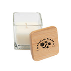 Mini Candle with a Bamboo Lid - Clear - Silk Screen