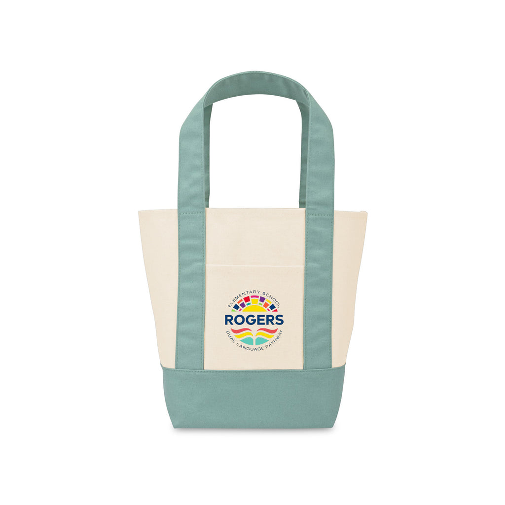 Mini Canvas Tote with Front Stash Pocket - Pastel Green - View 1