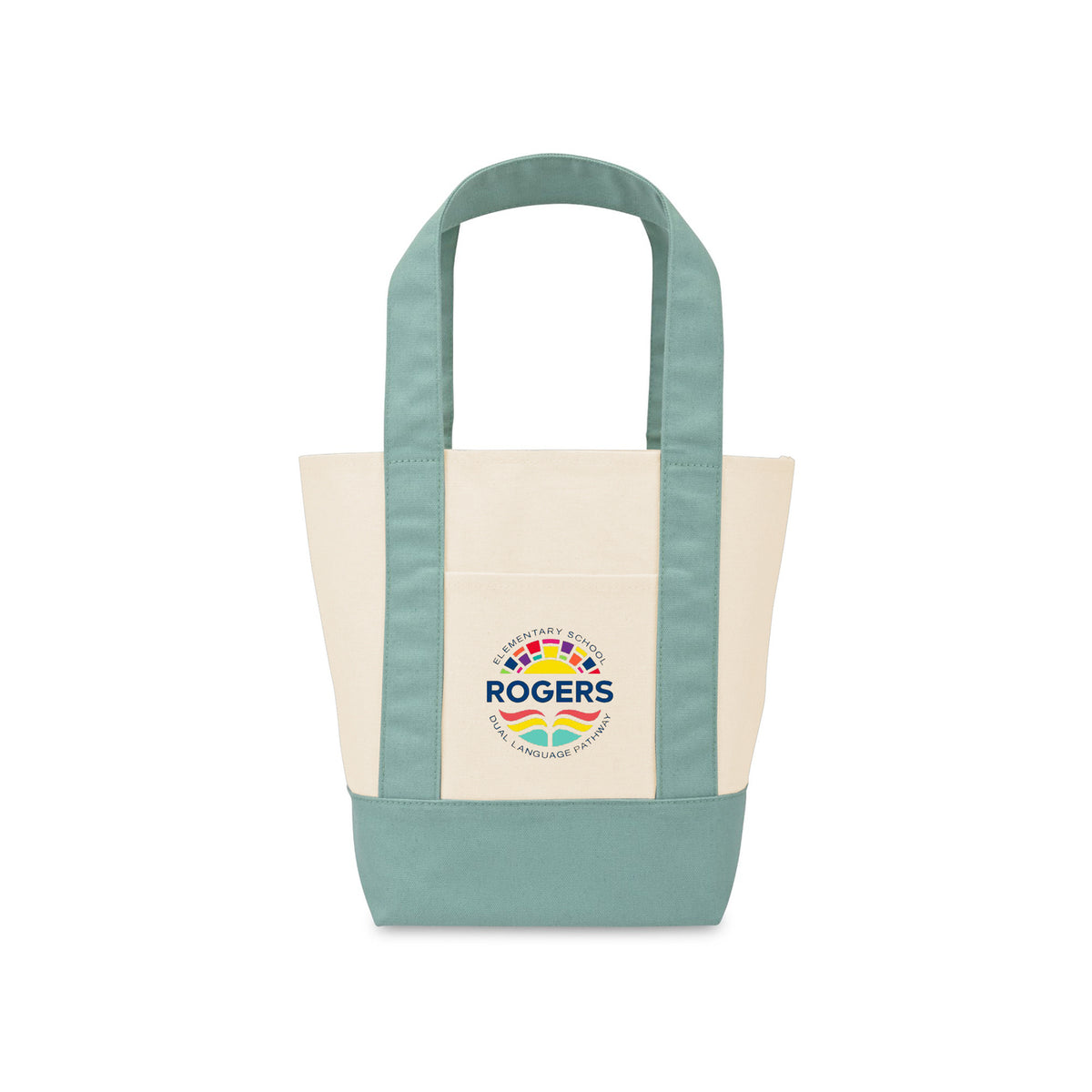 Mini Canvas Tote with Front Stash Pocket - Pastel Green - View 1
