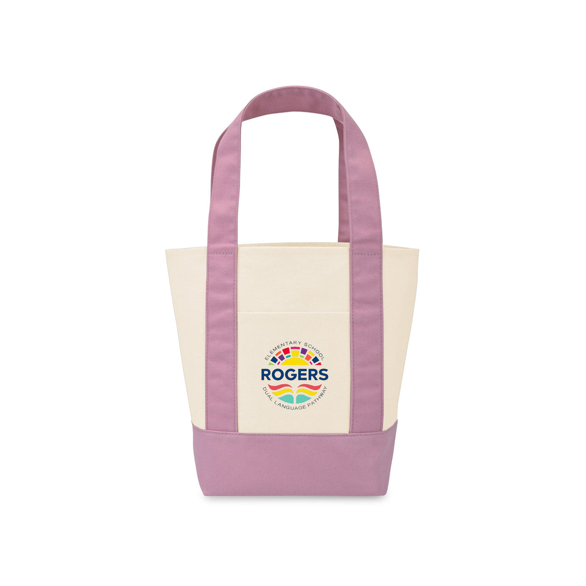 Mini Canvas Tote with Front Stash Pocket - Pastel Pink - View 1