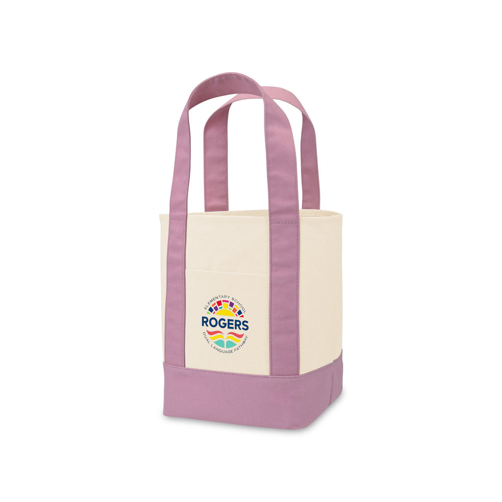 Mini Canvas Tote with Front Stash Pocket - Pastel Pink - View 2