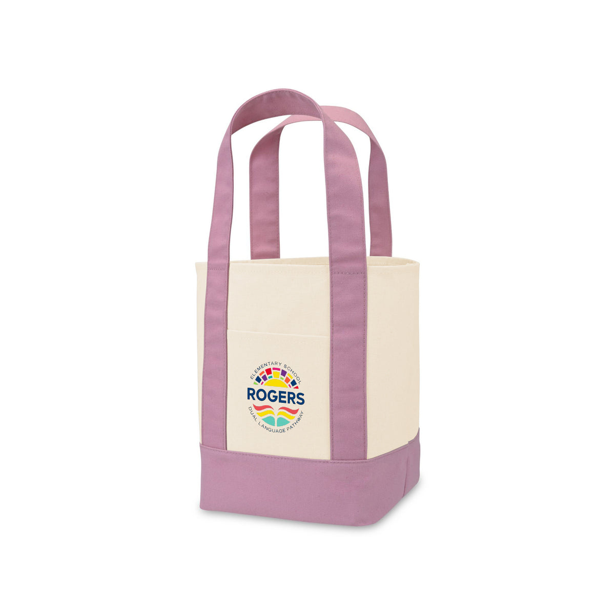 Mini Canvas Tote with Front Stash Pocket - Pastel Pink - View 2