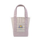 Mini Canvas Tote with Front Stash Pocket - Pink Stripe - View 1