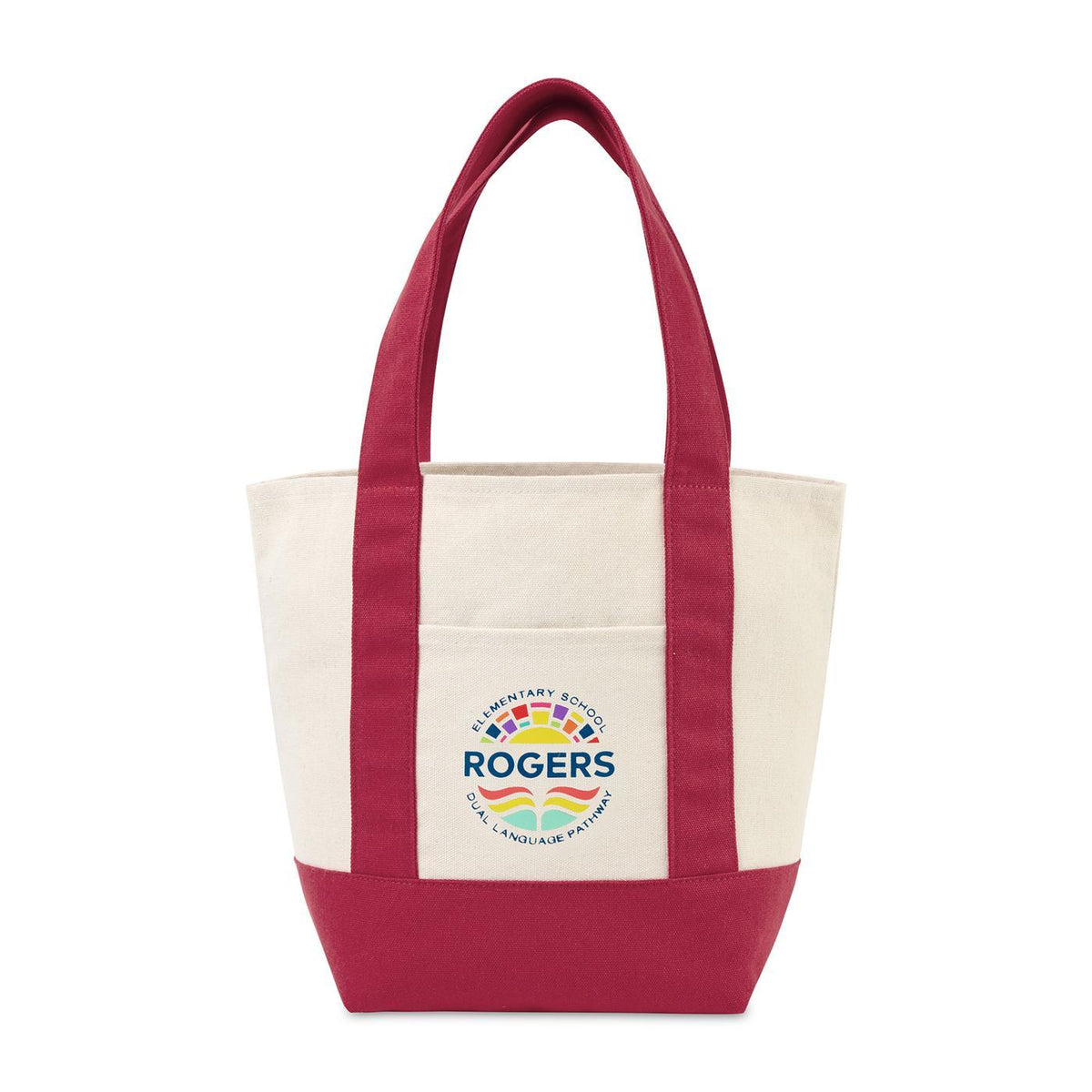 Mini Canvas Tote with Front Stash Pocket - Red - View 1