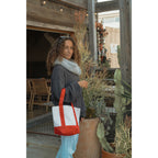 Mini Canvas Tote with Front Stash Pocket - Red - View 3