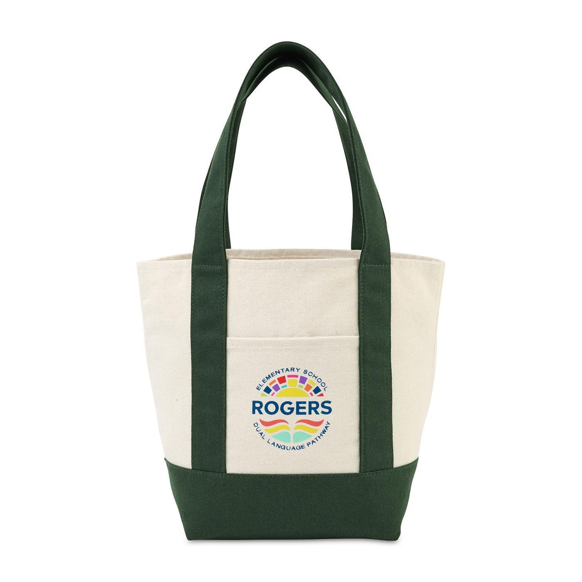 Mini Canvas Tote with Front Stash Pocket Transfer - Green - View 1