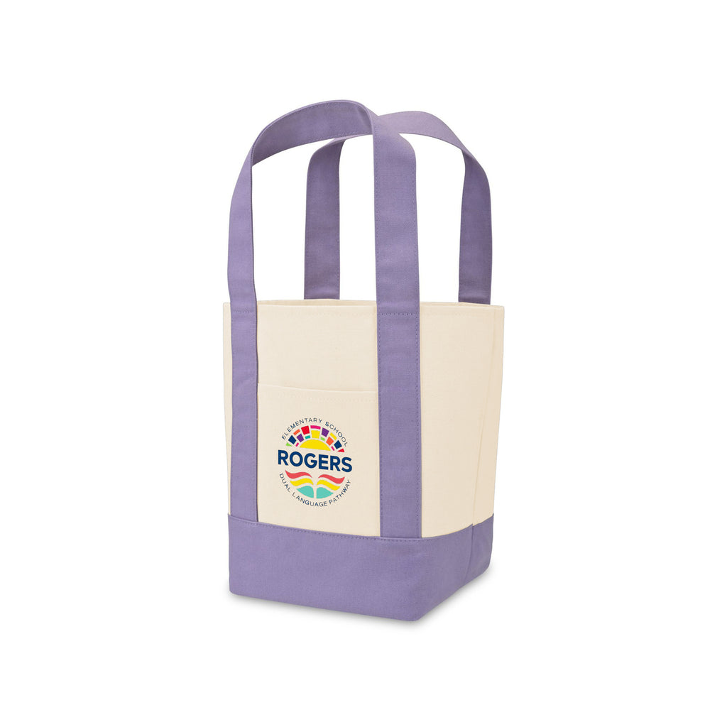 Mini Canvas Tote with Front Stash Pocket Transfer - Pastel Purple - View 2