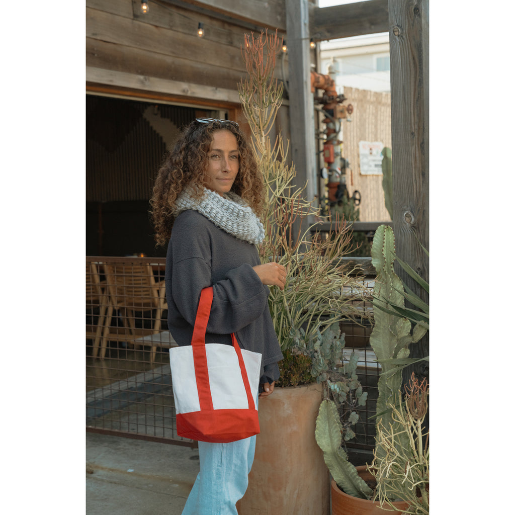 Mini Canvas Tote with Front Stash Pocket Transfer - Red - View 3