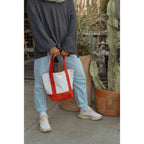 Mini Canvas Tote with Front Stash Pocket Transfer - Red - View 4