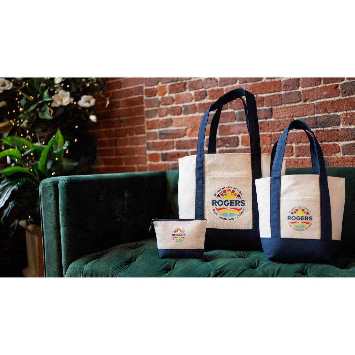 Mini Canvas Tote with Front Stash Pocket Transfer - True Navy - View 10