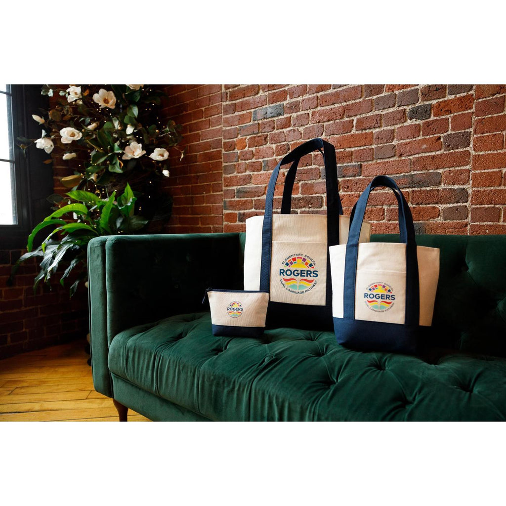 Mini Canvas Tote with Front Stash Pocket Transfer - True Navy - View 12