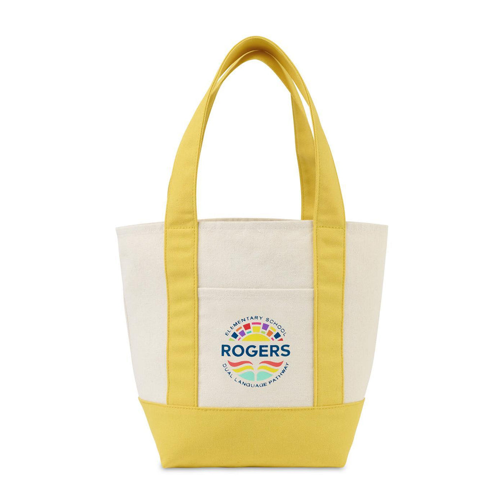 Mini Canvas Tote with Front Stash Pocket Transfer - Yellow - View 1