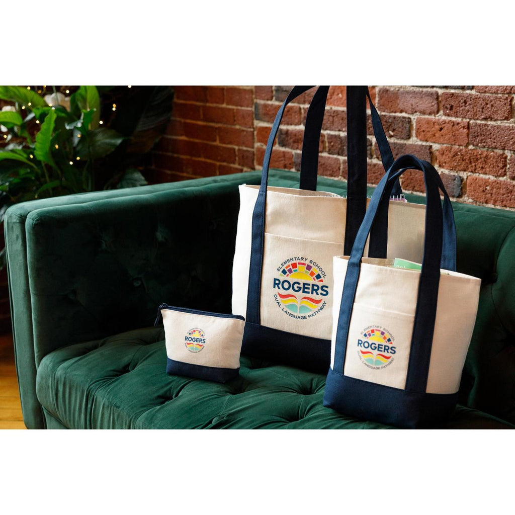 Mini Canvas Tote with Front Stash Pocket - True Navy - View 14