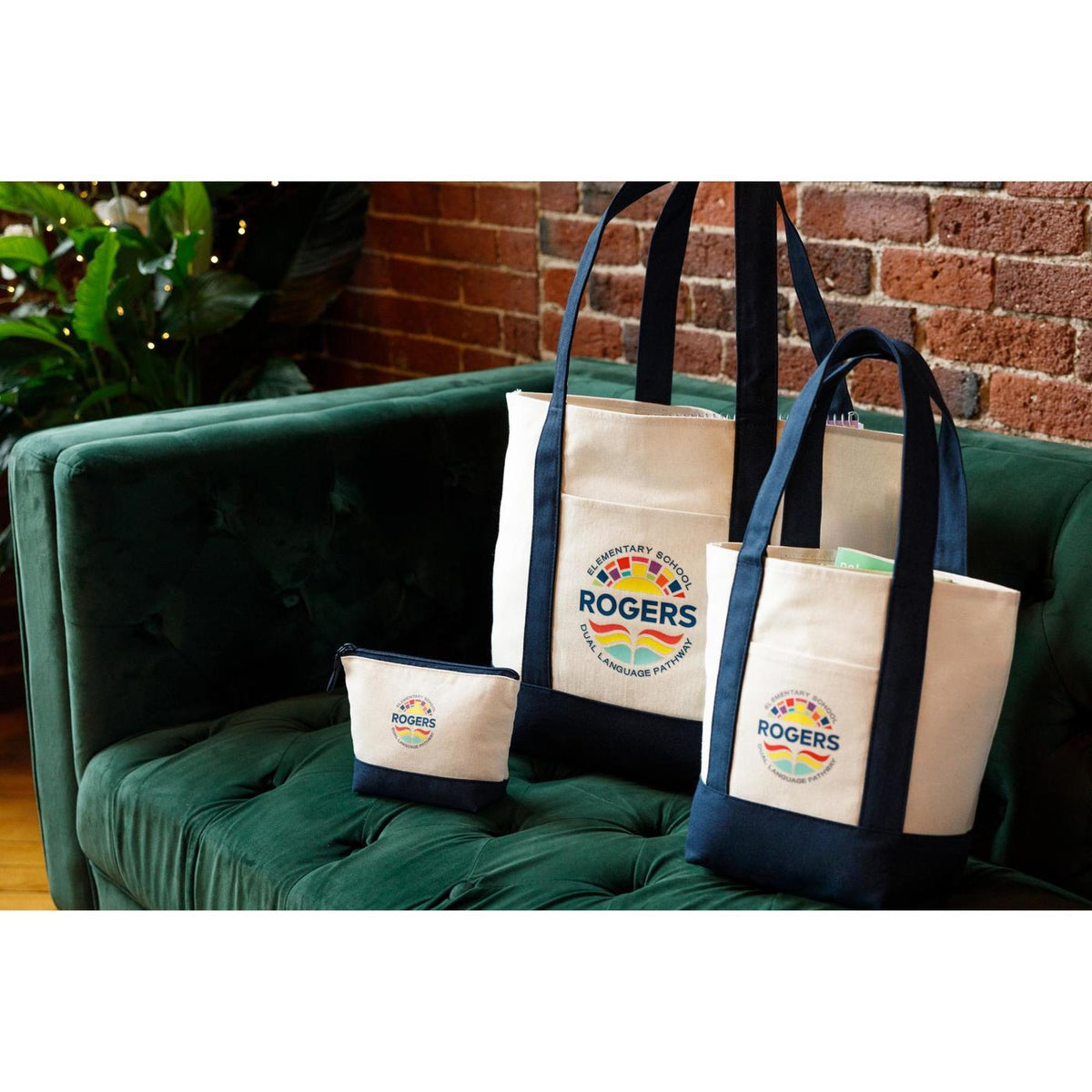 Mini Canvas Tote with Front Stash Pocket - True Navy - View 14