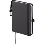 Mini Clip-On Notebook with Recycled Cover, 3 x 4 Inches - Black - Left Angle