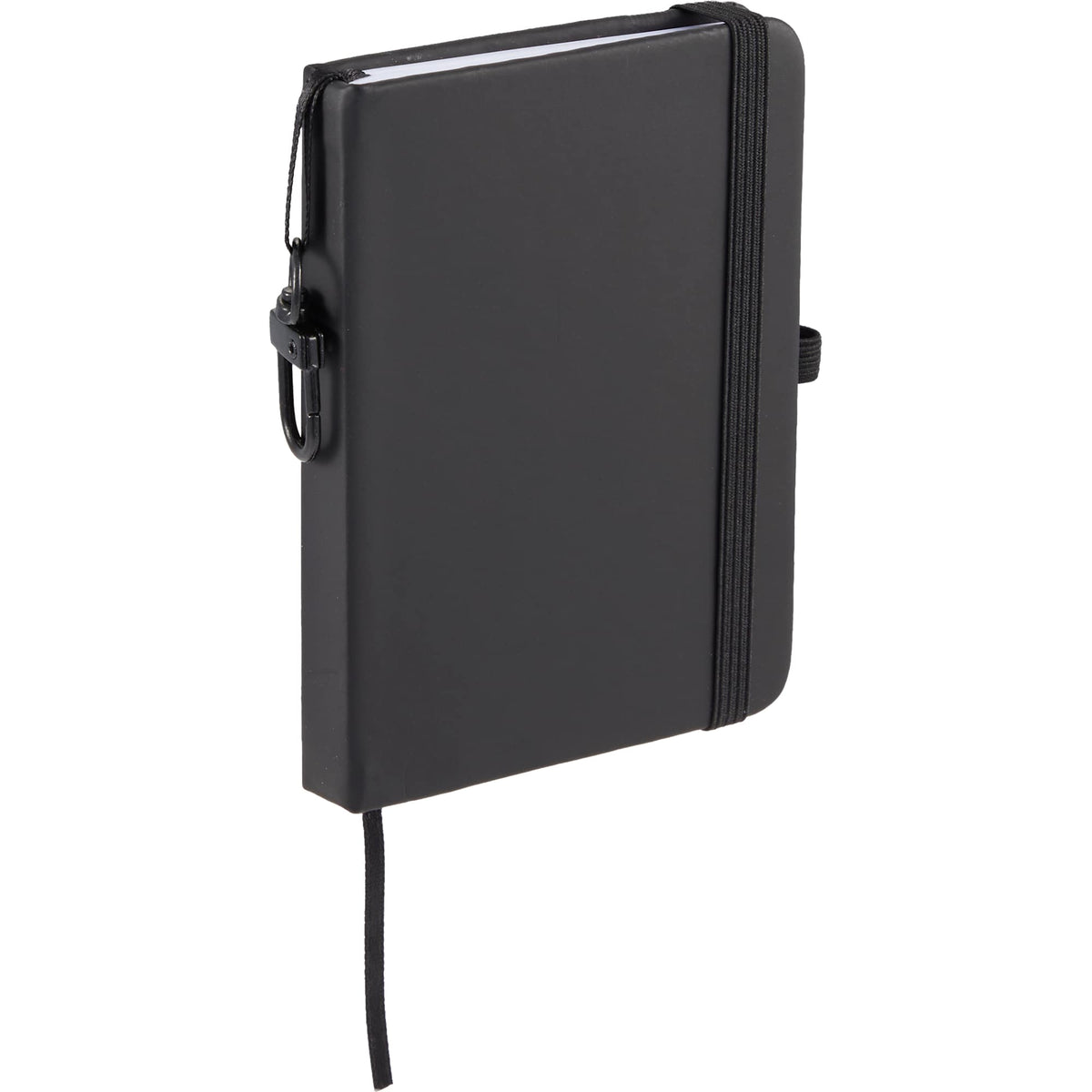 Mini Clip-On Notebook with Recycled Cover, 3 x 4 Inches - Black - Right Angle